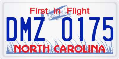 NC license plate DMZ0175