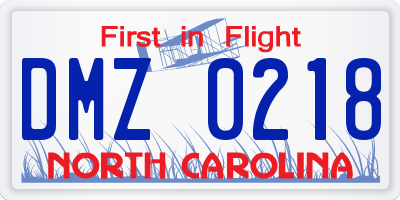 NC license plate DMZ0218