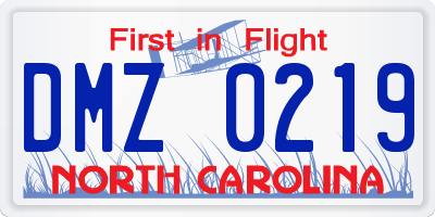 NC license plate DMZ0219