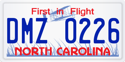 NC license plate DMZ0226