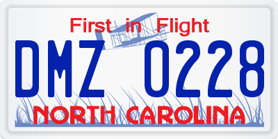 NC license plate DMZ0228