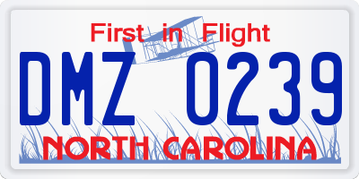 NC license plate DMZ0239