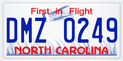 NC license plate DMZ0249