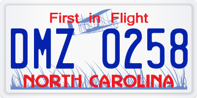NC license plate DMZ0258