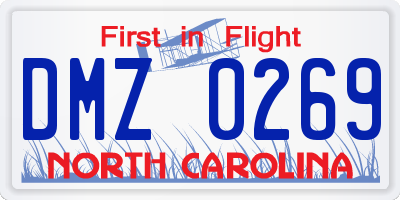 NC license plate DMZ0269