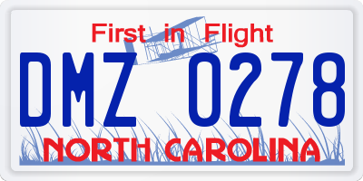 NC license plate DMZ0278