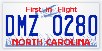 NC license plate DMZ0280