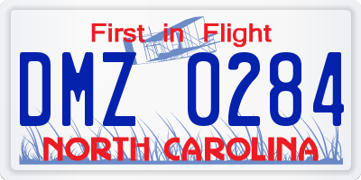 NC license plate DMZ0284