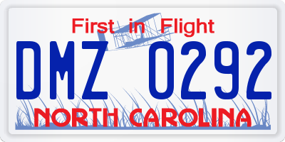 NC license plate DMZ0292