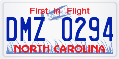 NC license plate DMZ0294