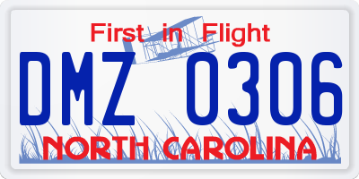 NC license plate DMZ0306