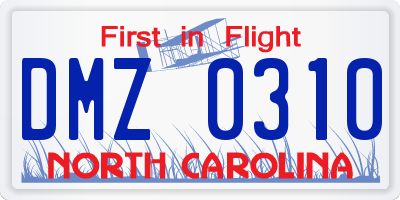 NC license plate DMZ0310