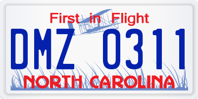 NC license plate DMZ0311