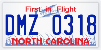 NC license plate DMZ0318