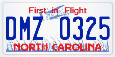 NC license plate DMZ0325