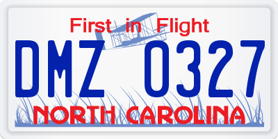 NC license plate DMZ0327