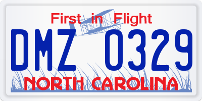 NC license plate DMZ0329