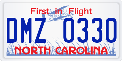 NC license plate DMZ0330