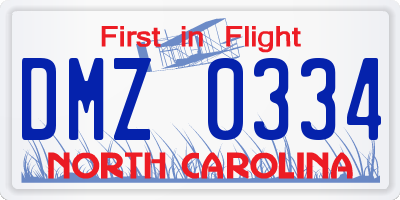 NC license plate DMZ0334