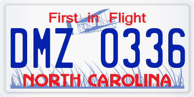 NC license plate DMZ0336