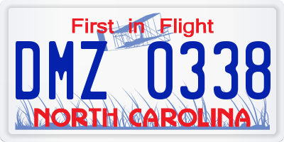 NC license plate DMZ0338