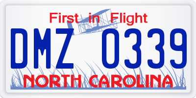 NC license plate DMZ0339