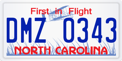 NC license plate DMZ0343