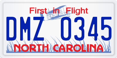 NC license plate DMZ0345