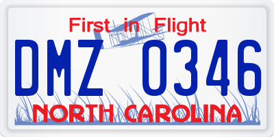 NC license plate DMZ0346