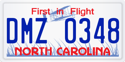 NC license plate DMZ0348