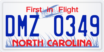 NC license plate DMZ0349