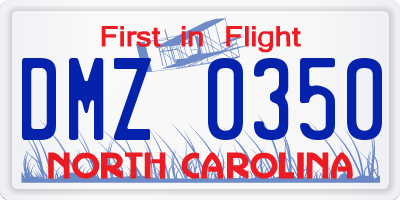 NC license plate DMZ0350