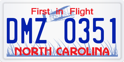 NC license plate DMZ0351