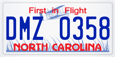 NC license plate DMZ0358