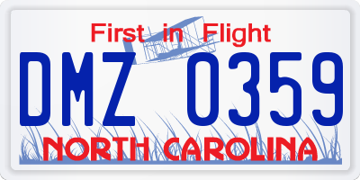 NC license plate DMZ0359