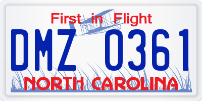 NC license plate DMZ0361