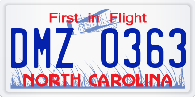 NC license plate DMZ0363