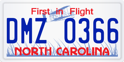 NC license plate DMZ0366