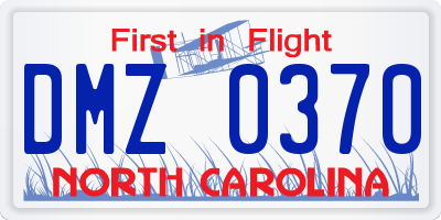 NC license plate DMZ0370