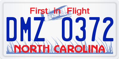 NC license plate DMZ0372