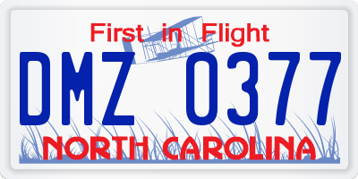 NC license plate DMZ0377