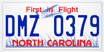 NC license plate DMZ0379