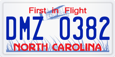 NC license plate DMZ0382