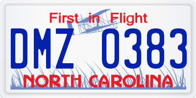 NC license plate DMZ0383