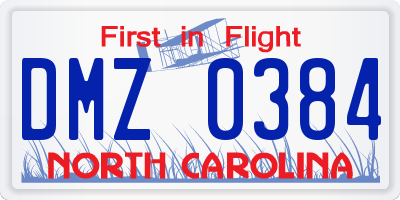 NC license plate DMZ0384