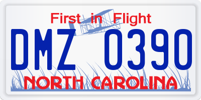 NC license plate DMZ0390