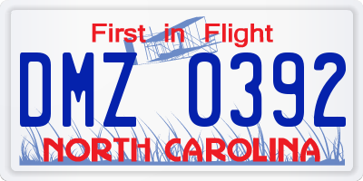 NC license plate DMZ0392