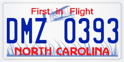 NC license plate DMZ0393