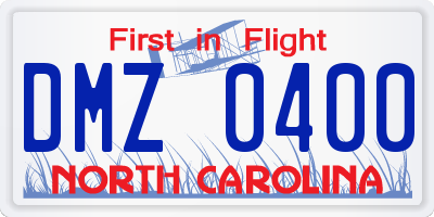 NC license plate DMZ0400