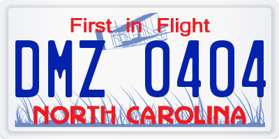 NC license plate DMZ0404